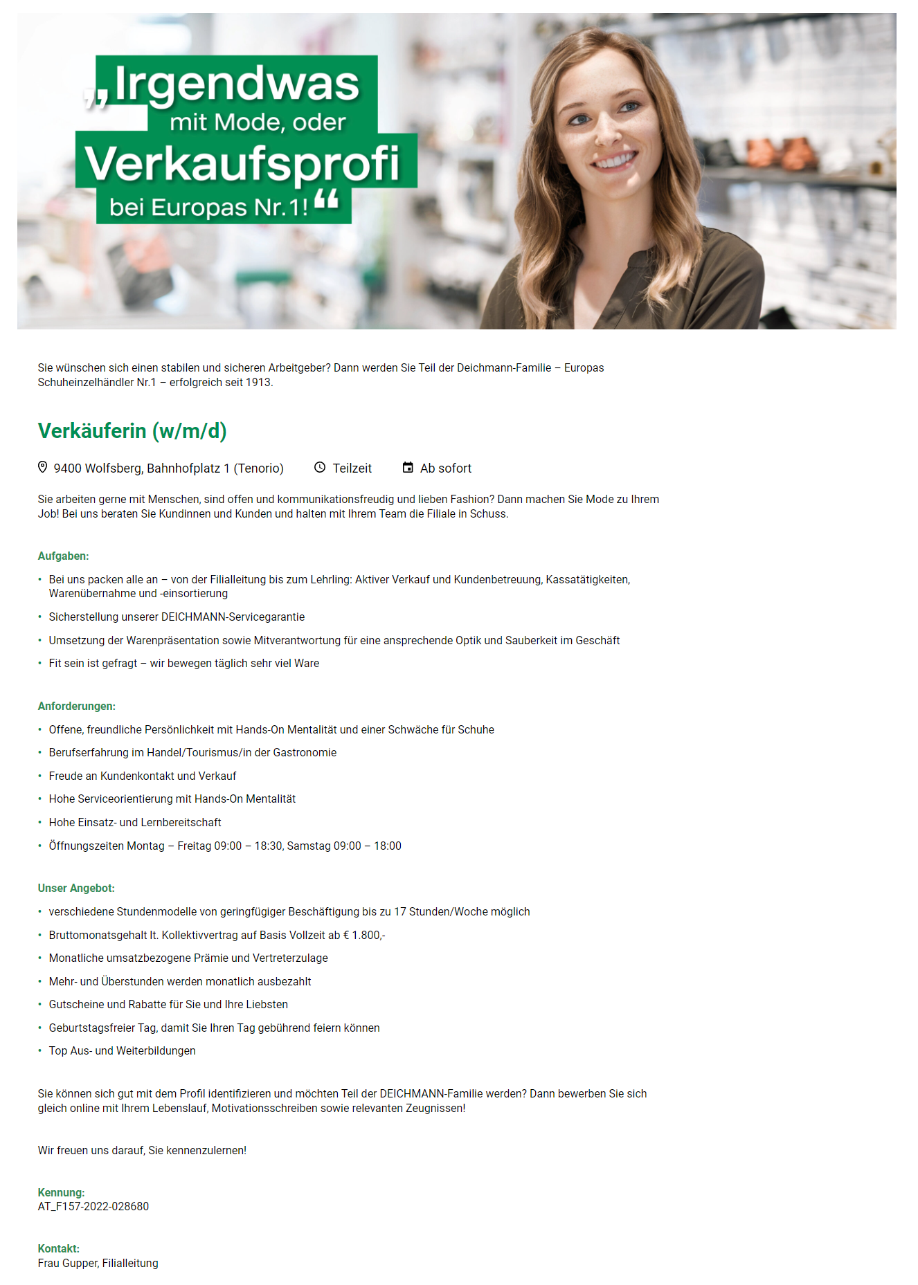 Deichmann Teilzeit Verkauf