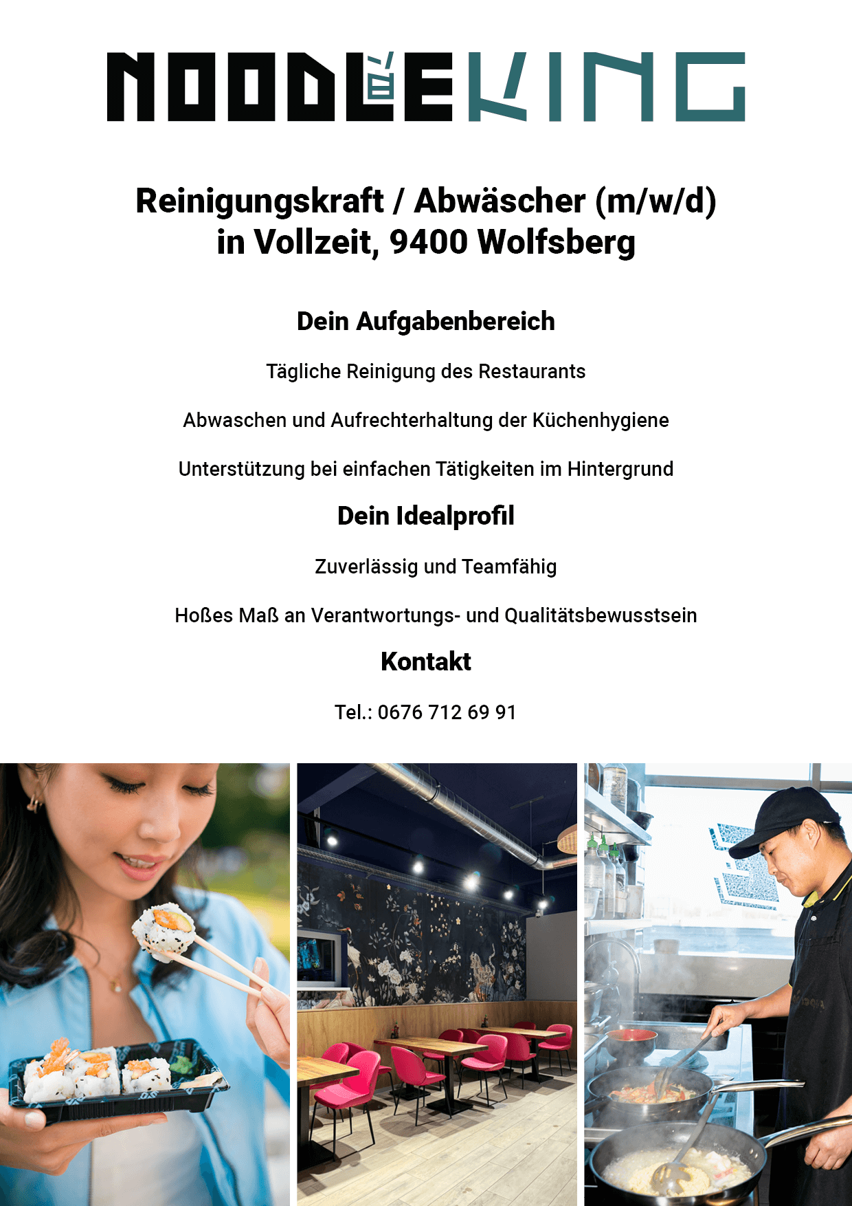 Stellenanzeige Reinigungskraft bei Noodle King