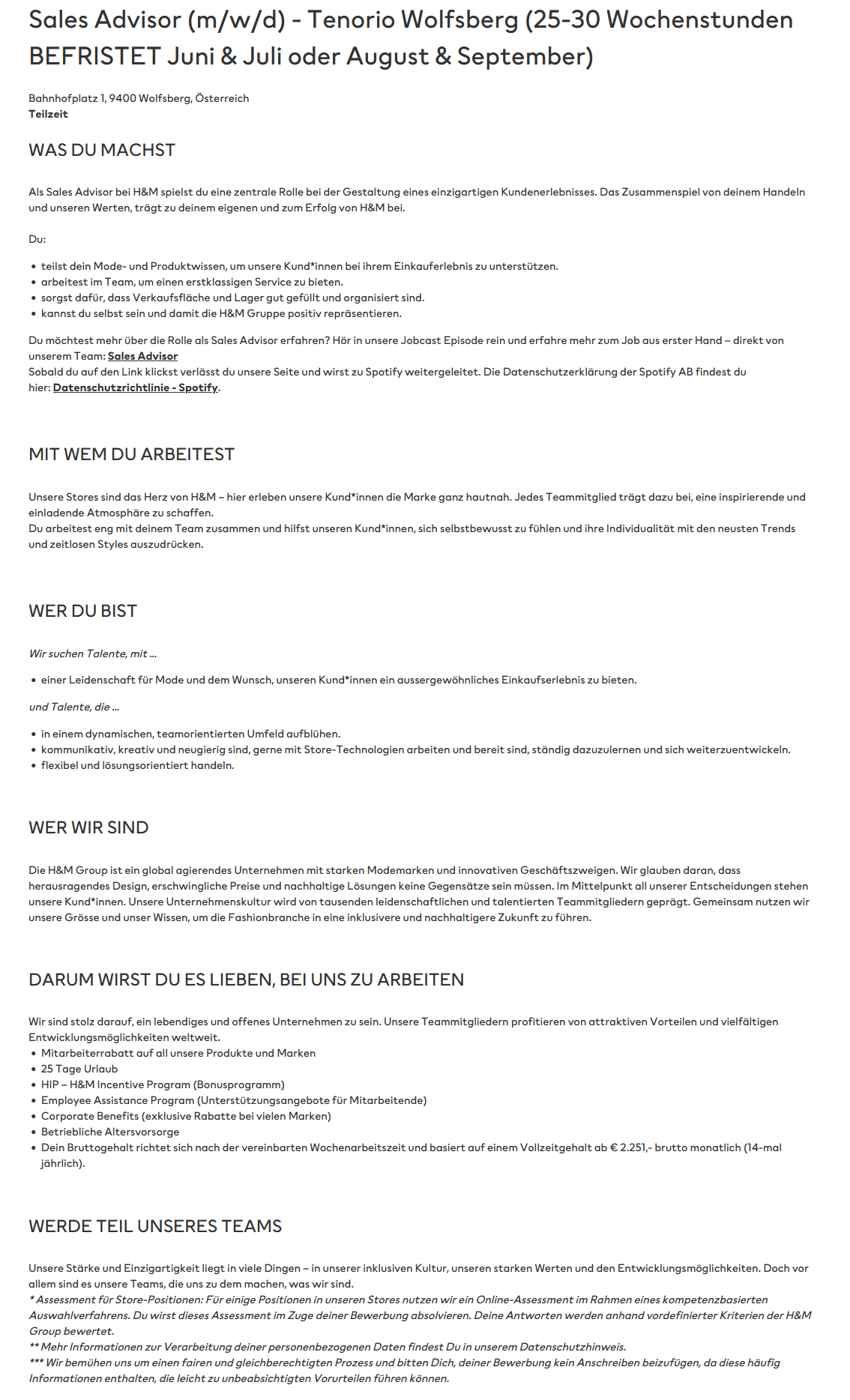 Sale Advisor (m/w/d) bei H&M