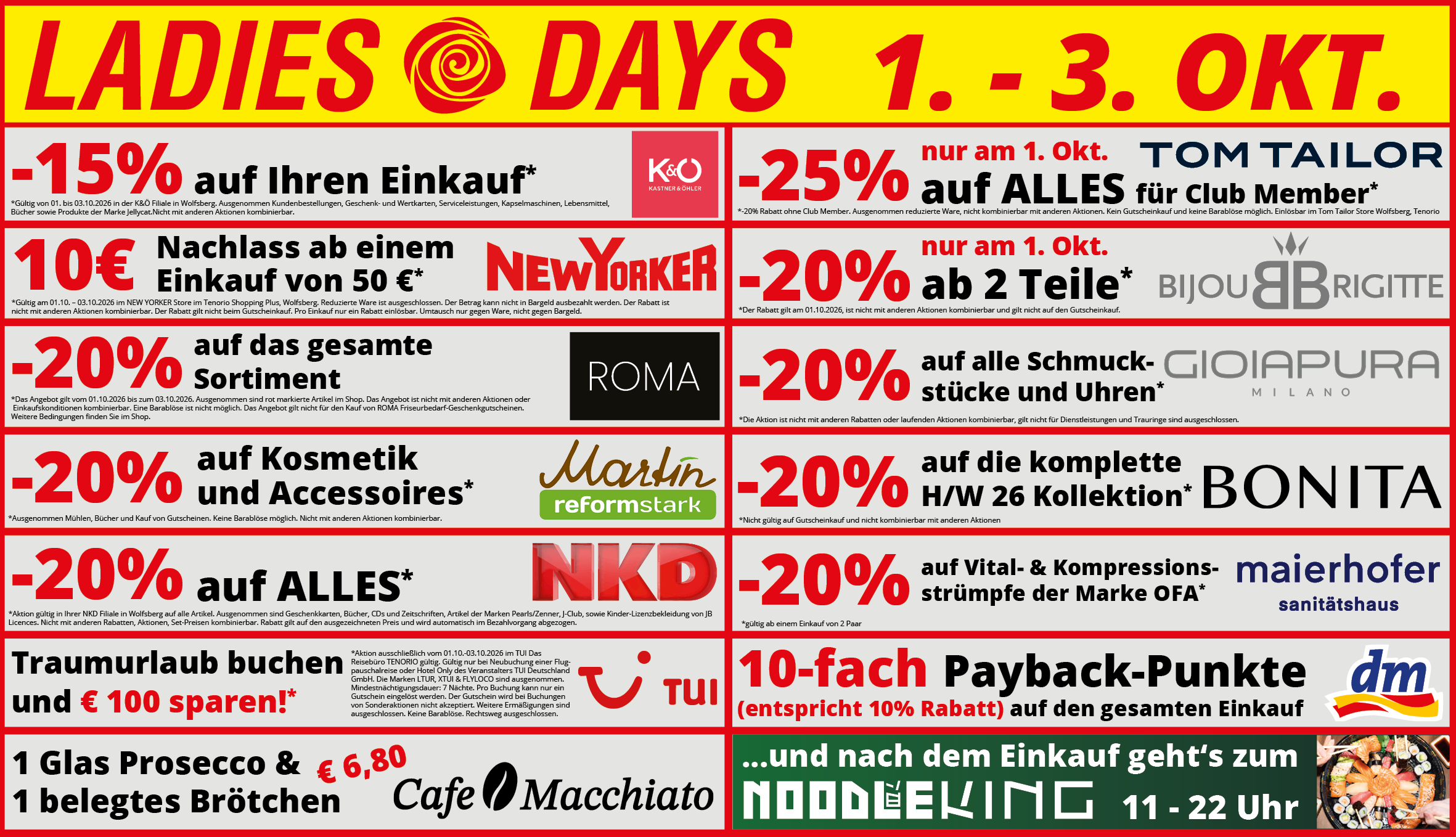 Angebotsübersicht Ladies Days Oktober 2026